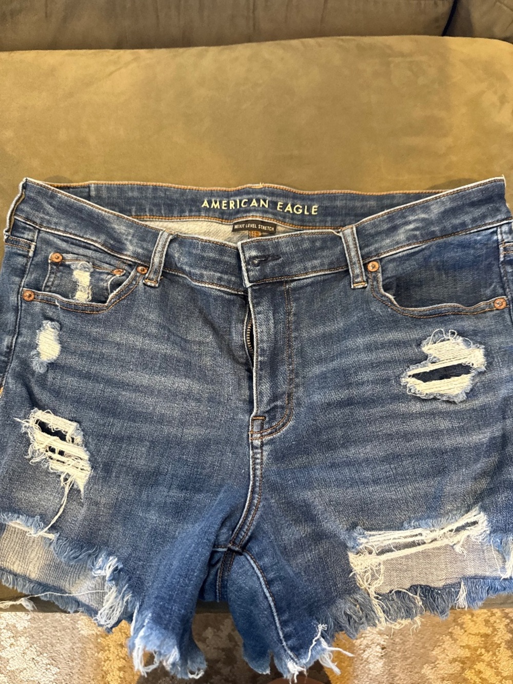 American Eagle Dark Wash Midi Jean Shorts